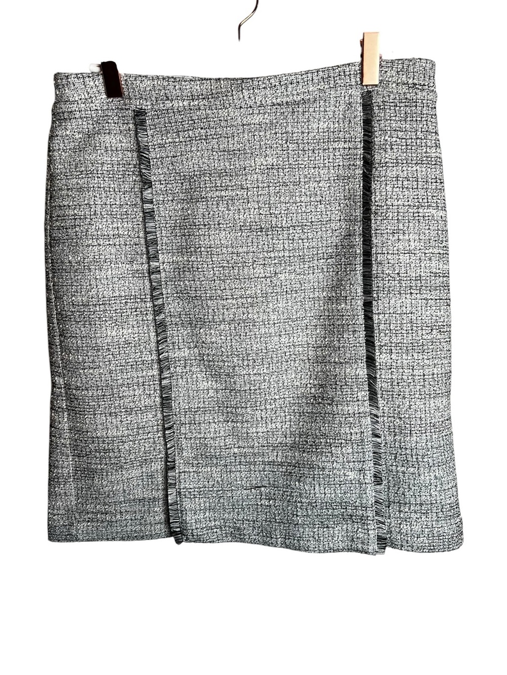 Banana Republic Grey Tweed Fringe Pencil Skirt Size 8